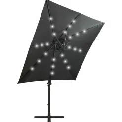 MAISON EXCLUSIVE - Parasol de jardin en porte-à-faux avec mât et lumières led