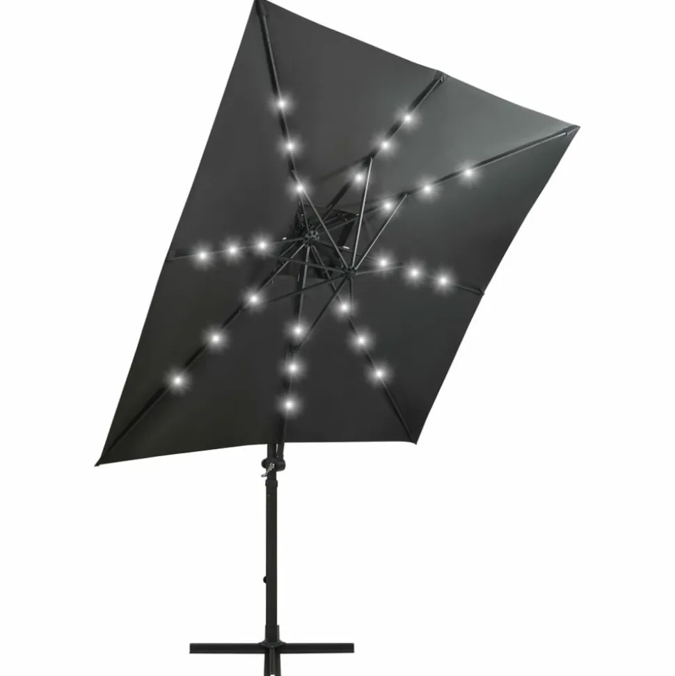 MAISON EXCLUSIVE - Parasol de jardin en porte-à-faux avec mât et lumières led