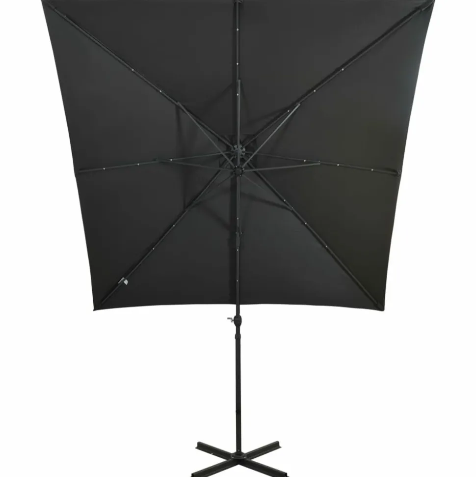 MAISON EXCLUSIVE - Parasol de jardin en porte-à-faux avec mât et lumières led