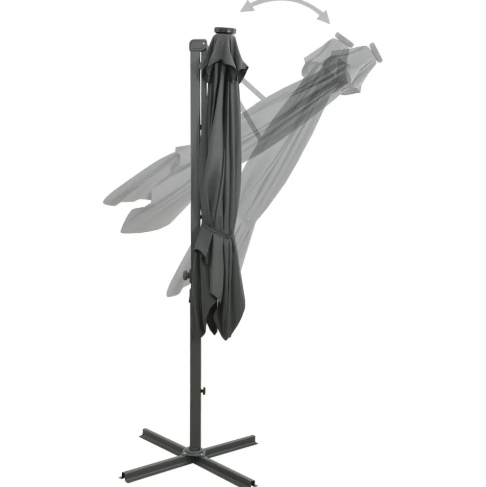 MAISON EXCLUSIVE - Parasol de jardin en porte-à-faux avec mât et lumières led