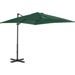 MAISON EXCLUSIVE - Parasol de jardin en porte-à-faux et poteau en aluminium vert
