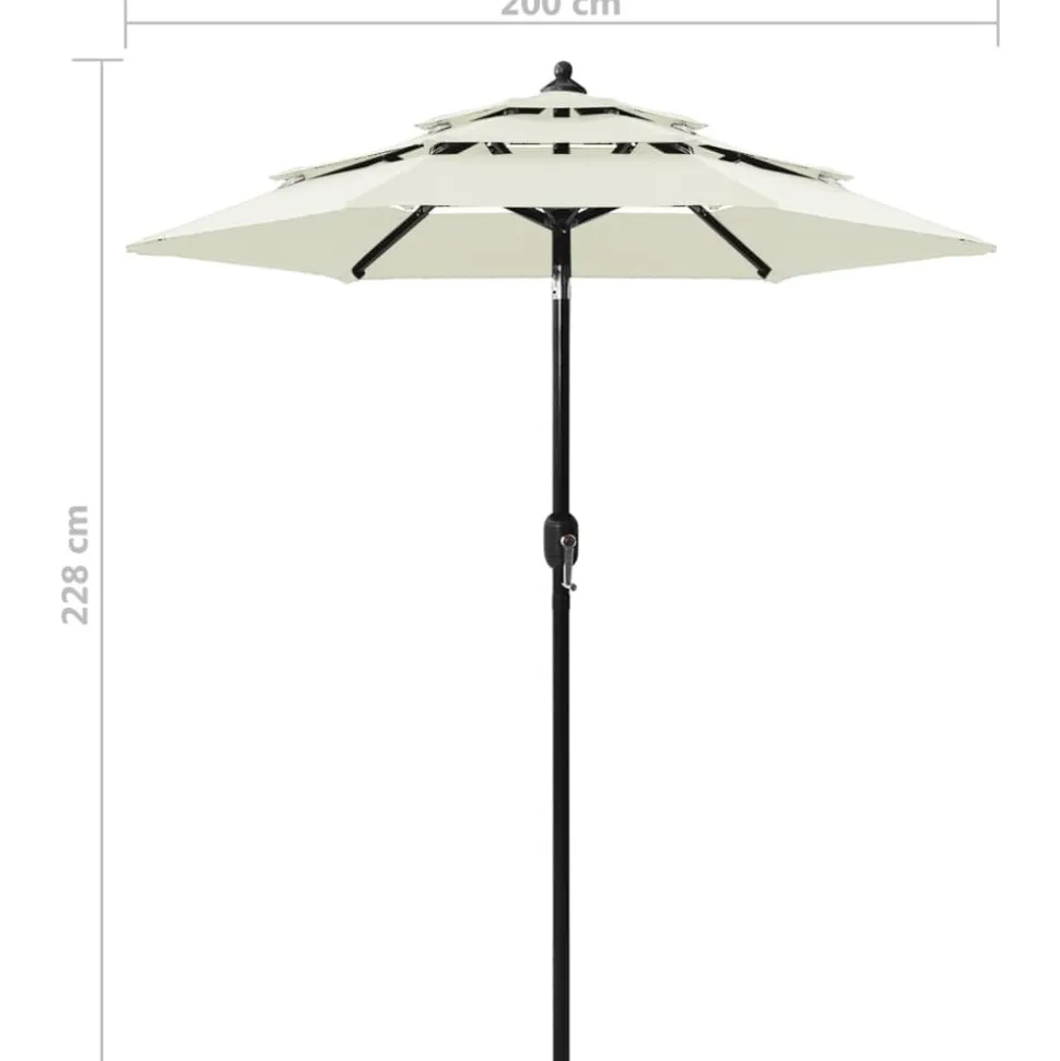 MAISON EXCLUSIVE - Parasol de jardin à 3 niveaux avec mât en aluminium sable 2 m