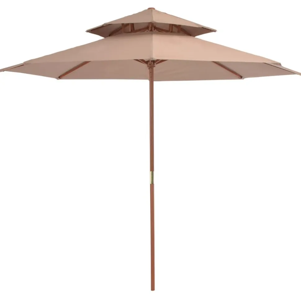 MAISON EXCLUSIVE - Parasol à deux étages avec mât en bois 270 cm taupe