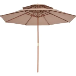 MAISON EXCLUSIVE - Parasol à deux étages avec mât en bois 270 cm taupe