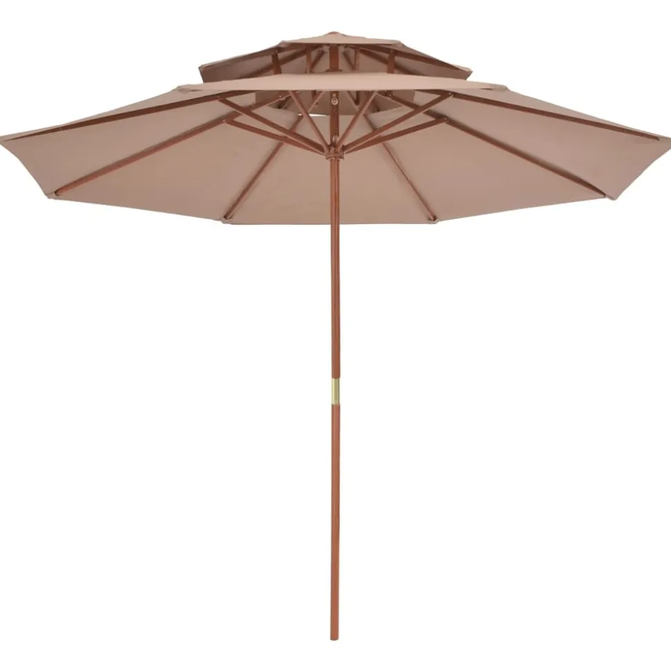 MAISON EXCLUSIVE - Parasol à deux étages avec mât en bois 270 cm taupe