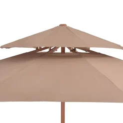 MAISON EXCLUSIVE - Parasol à deux étages avec mât en bois 270 cm taupe