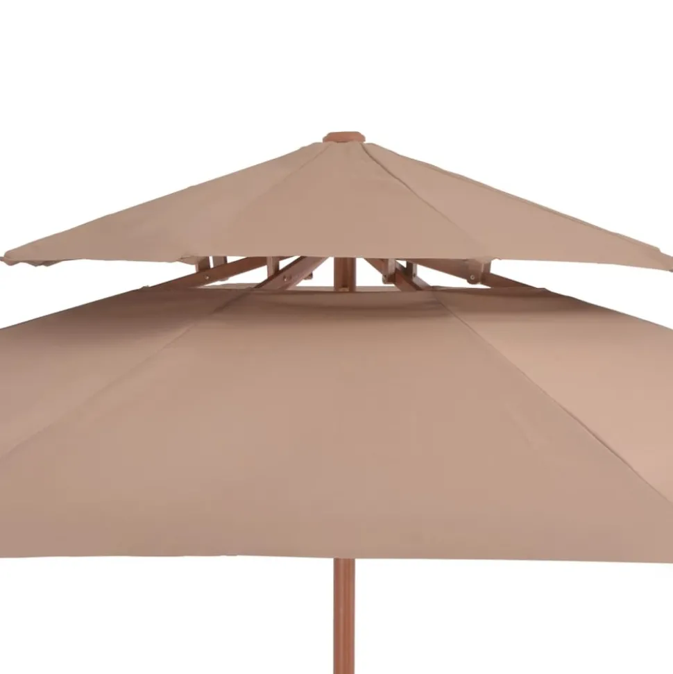 MAISON EXCLUSIVE - Parasol à deux étages avec mât en bois 270 cm taupe