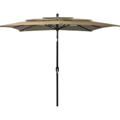 MAISON EXCLUSIVE - Parasol de jardin à 3 niveaux avec mât en aluminium taupe