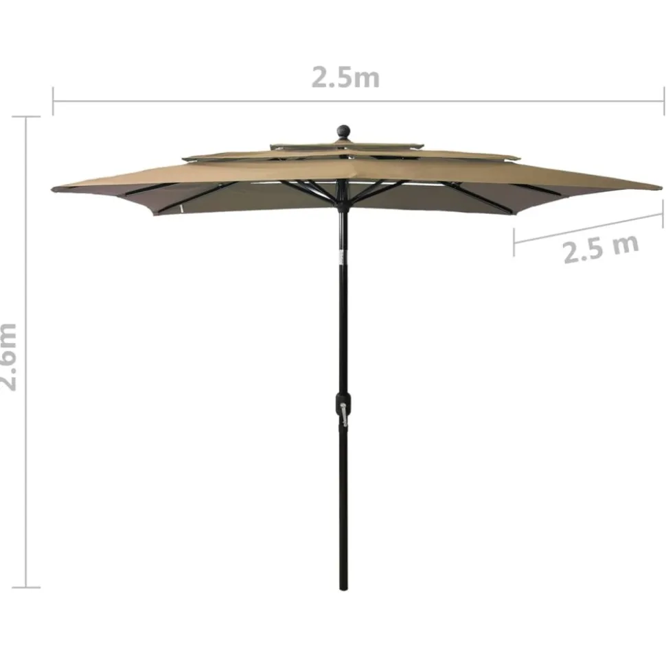 MAISON EXCLUSIVE - Parasol de jardin à 3 niveaux avec mât en aluminium taupe