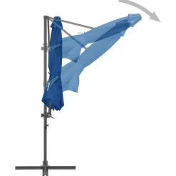 MAISON EXCLUSIVE - Parasol de jardin en porte-à-faux avec mât en acier bleu azuré