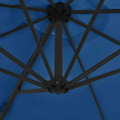 MAISON EXCLUSIVE - Parasol de jardin en porte-à-faux avec mât en acier bleu azuré