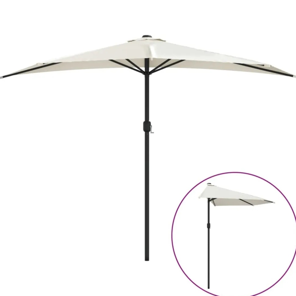 MAISON EXCLUSIVE - Parasol de balcon avec mât en aluminium sable 300x155 cm demi