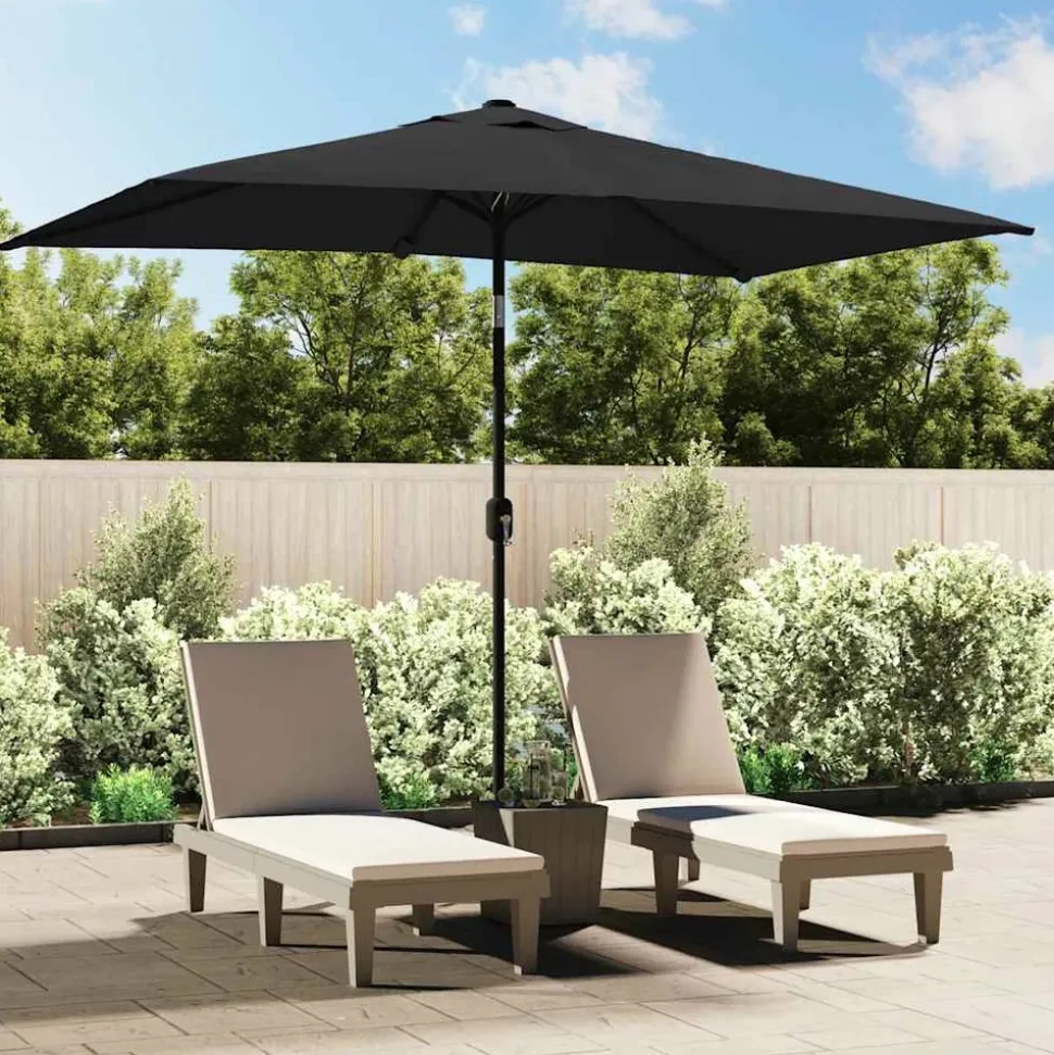 MAISON EXCLUSIVE - Parasol d'extérieur avec mât en métal 300x200 cm noir