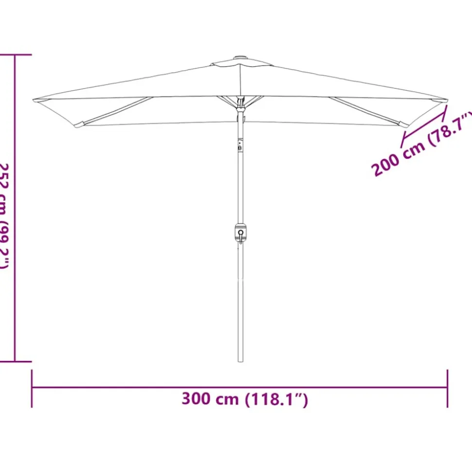 MAISON EXCLUSIVE - Parasol d'extérieur avec mât en métal 300x200 cm noir