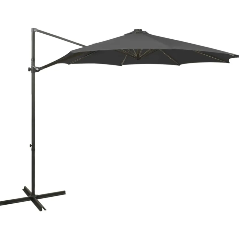 MAISON EXCLUSIVE - Parasol de jardin en porte-à-faux avec mât et lumières led