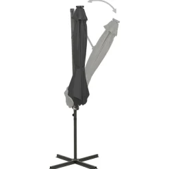 MAISON EXCLUSIVE - Parasol de jardin en porte-à-faux avec mât et lumières led