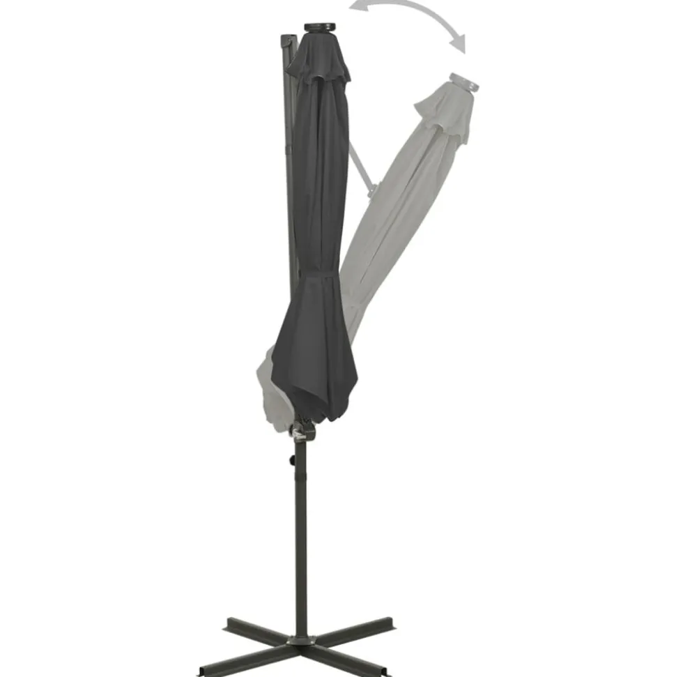 MAISON EXCLUSIVE - Parasol de jardin en porte-à-faux avec mât et lumières led