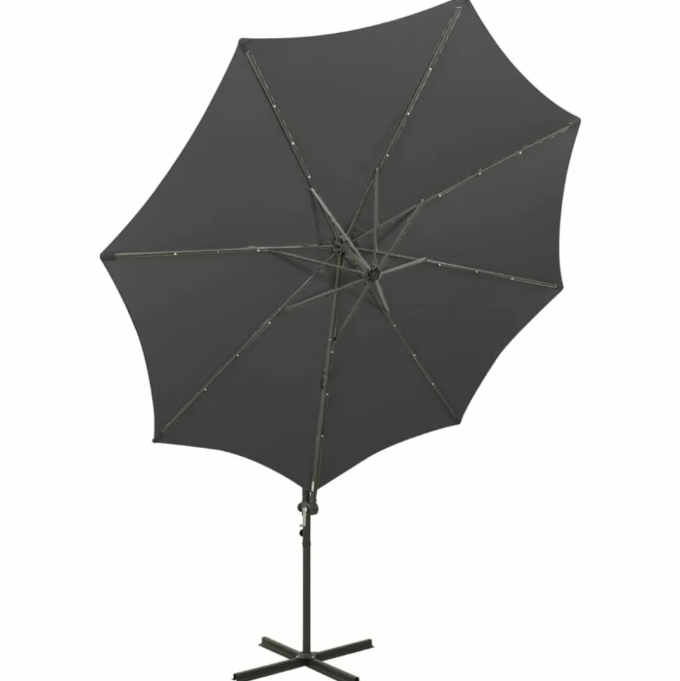 MAISON EXCLUSIVE - Parasol de jardin en porte-à-faux avec mât et lumières led