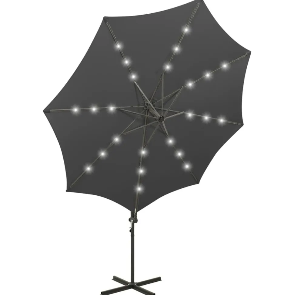 MAISON EXCLUSIVE - Parasol de jardin en porte-à-faux avec mât et lumières led