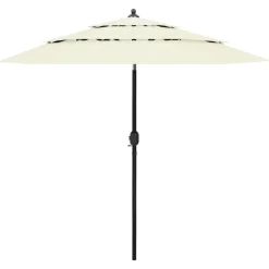 MAISON EXCLUSIVE - Parasol de jardin à 3 niveaux avec mât en aluminium sable 2,5 m