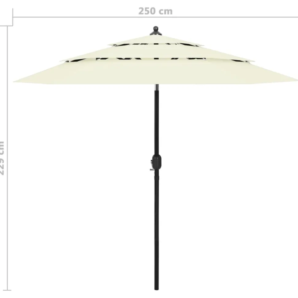 MAISON EXCLUSIVE - Parasol de jardin à 3 niveaux avec mât en aluminium sable 2,5 m