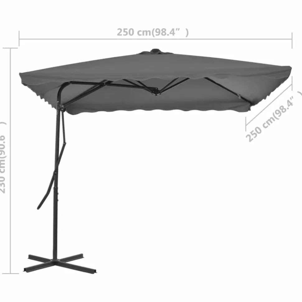 MAISON EXCLUSIVE - Parasol d'extérieur avec mât en acier 250 x 250 cm anthracite