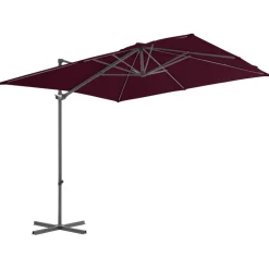 MAISON EXCLUSIVE - Parasol de jardin en porte-à-faux mât en acier rouge bordeaux
