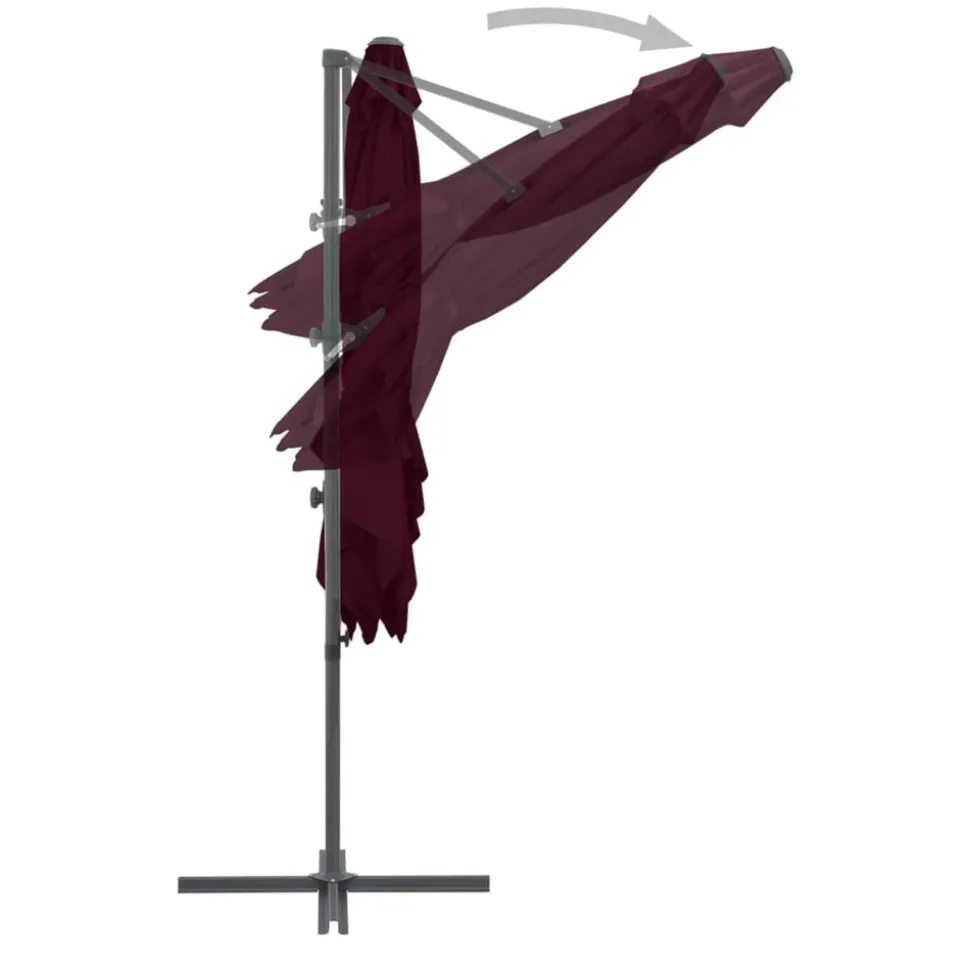 MAISON EXCLUSIVE - Parasol de jardin en porte-à-faux mât en acier rouge bordeaux