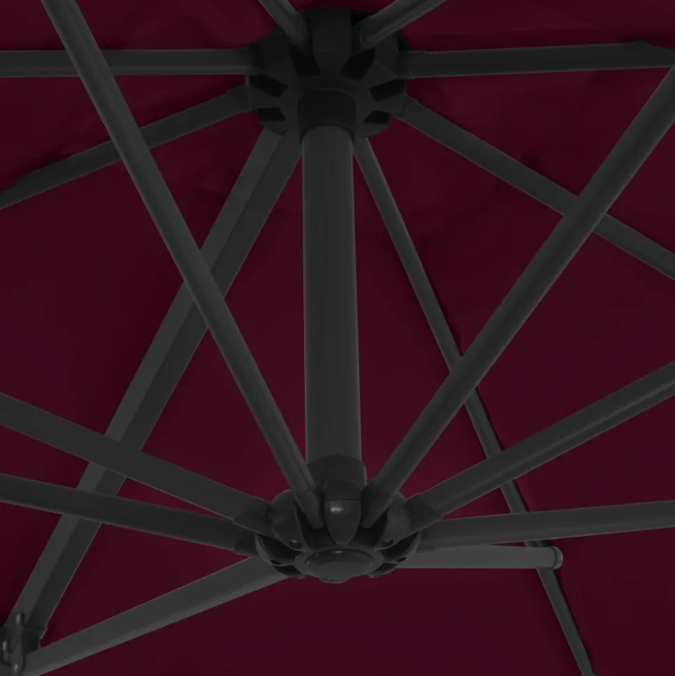 MAISON EXCLUSIVE - Parasol de jardin en porte-à-faux mât en acier rouge bordeaux