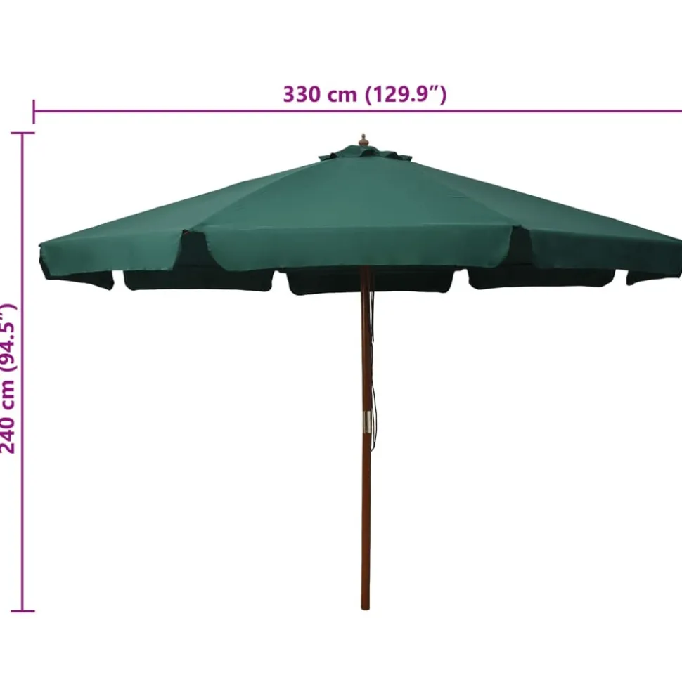 MAISON EXCLUSIVE - Parasol d'extérieur avec mât en bois 330 cm vert