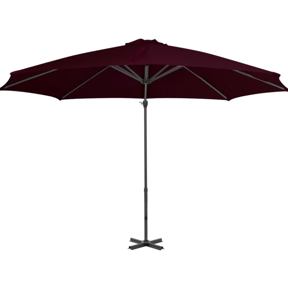 MAISON EXCLUSIVE - Parasol de jardin en porte-à-faux avec mât en aluminium rouge