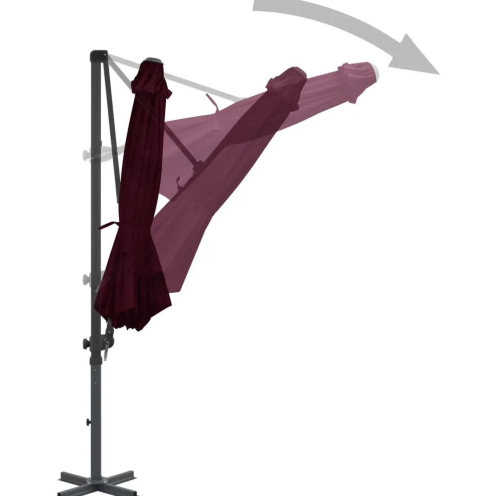 MAISON EXCLUSIVE - Parasol de jardin en porte-à-faux avec mât en aluminium rouge
