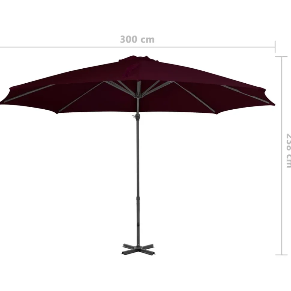 MAISON EXCLUSIVE - Parasol de jardin en porte-à-faux avec mât en aluminium rouge