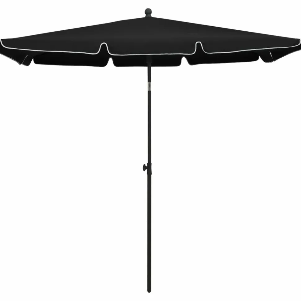 MAISON EXCLUSIVE - Parasol de jardin avec mât 210x140 cm noir