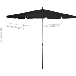 MAISON EXCLUSIVE - Parasol de jardin avec mât 210x140 cm noir