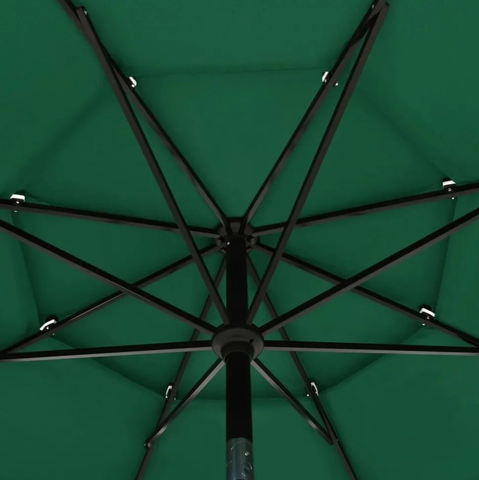 MAISON EXCLUSIVE - Parasol de jardin à 3 niveaux avec mât en aluminium vert 3,5 m