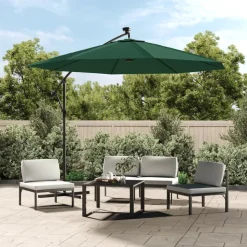 MAISON EXCLUSIVE - Parasol avec éclairage led 300 cm poteau en métal vert