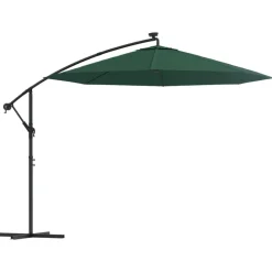 MAISON EXCLUSIVE - Parasol avec éclairage led 300 cm poteau en métal vert