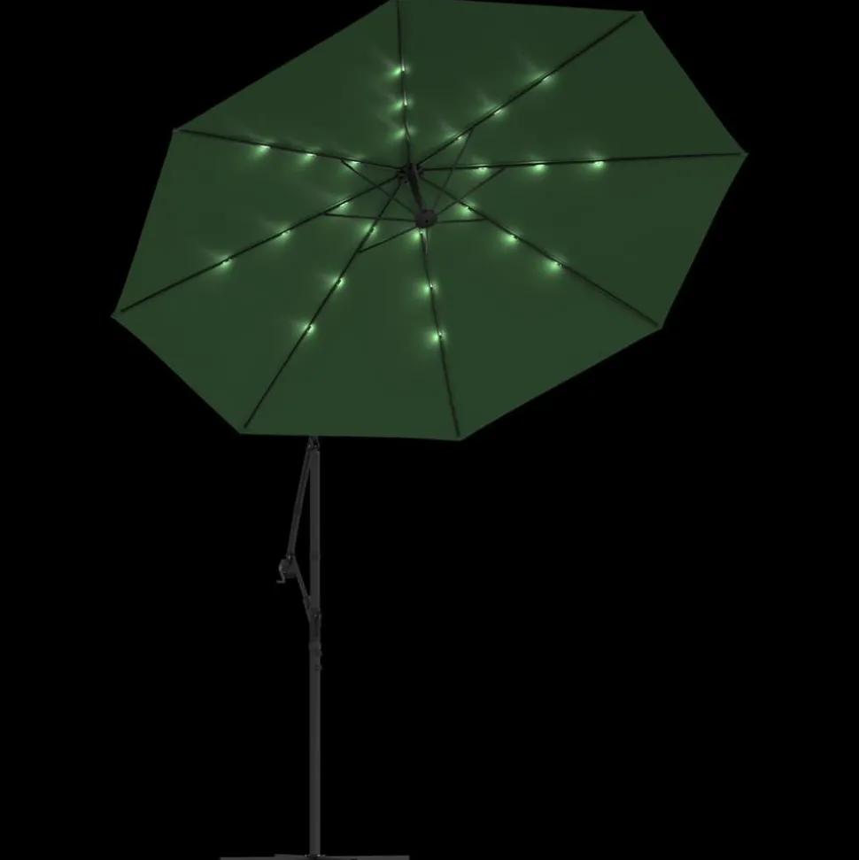 MAISON EXCLUSIVE - Parasol avec éclairage led 300 cm poteau en métal vert