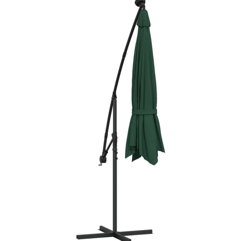 MAISON EXCLUSIVE - Parasol avec éclairage led 300 cm poteau en métal vert