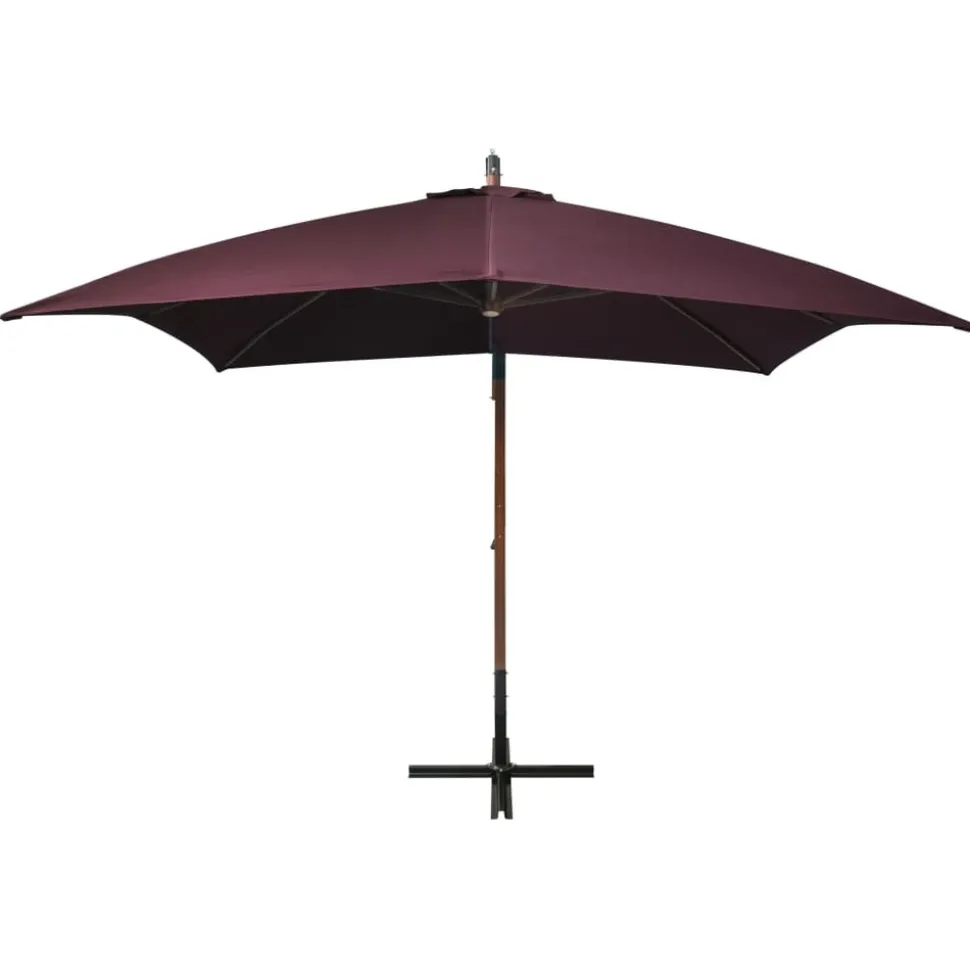 MAISON EXCLUSIVE - Parasol de jardin suspendu et mât rouge bordeaux bois de sapin