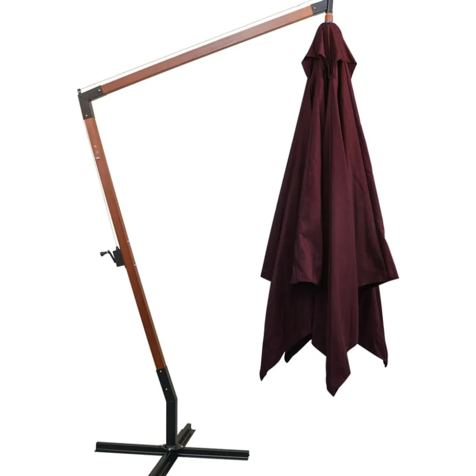 MAISON EXCLUSIVE - Parasol de jardin suspendu et mât rouge bordeaux bois de sapin