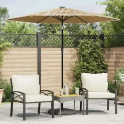 MAISON EXCLUSIVE - Parasol de jardin avec led et mât en acier marron 223x223x213cm