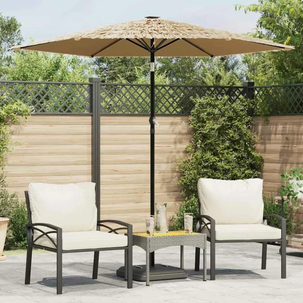 MAISON EXCLUSIVE - Parasol de jardin avec led et mât en acier marron 223x223x213cm