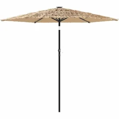 MAISON EXCLUSIVE - Parasol de jardin avec led et mât en acier marron 223x223x213cm