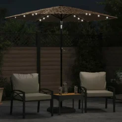 MAISON EXCLUSIVE - Parasol de jardin avec led et mât en acier marron 223x223x213cm