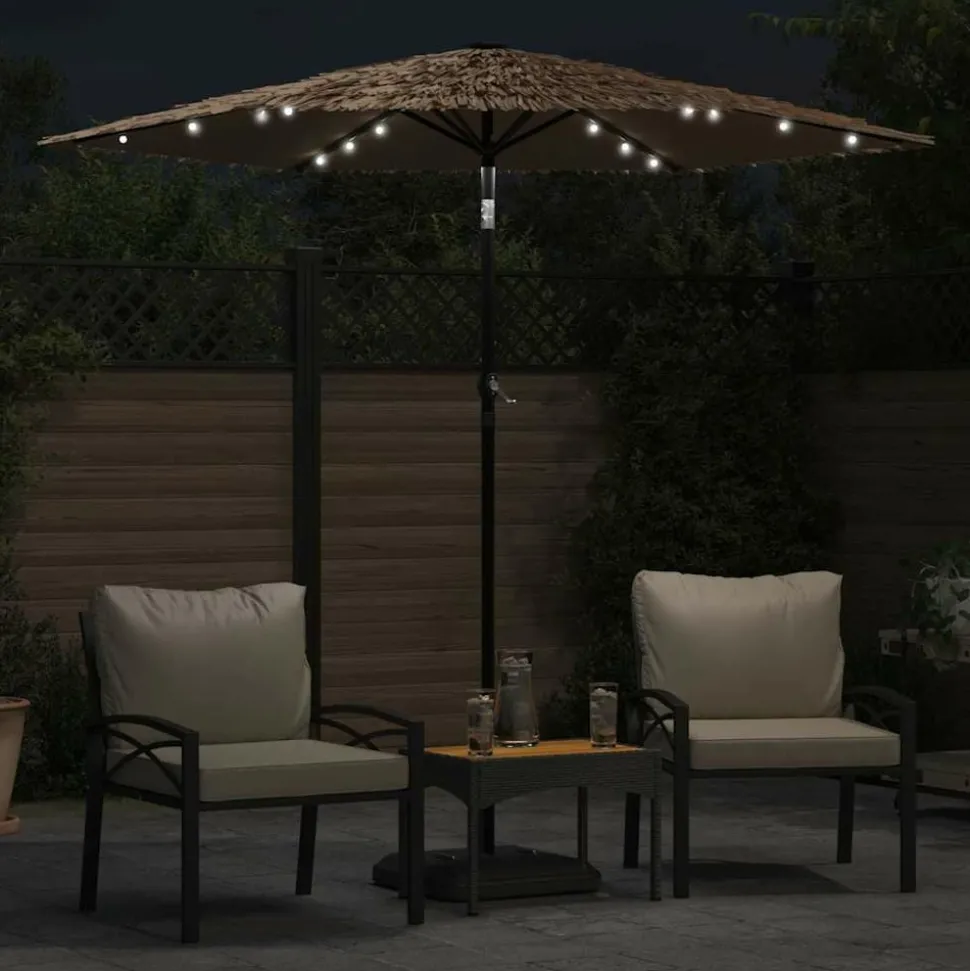 MAISON EXCLUSIVE - Parasol de jardin avec led et mât en acier marron 223x223x213cm
