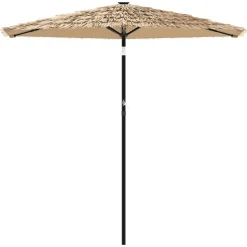 MAISON EXCLUSIVE - Parasol de jardin avec led et mât en acier marron 223x223x213cm
