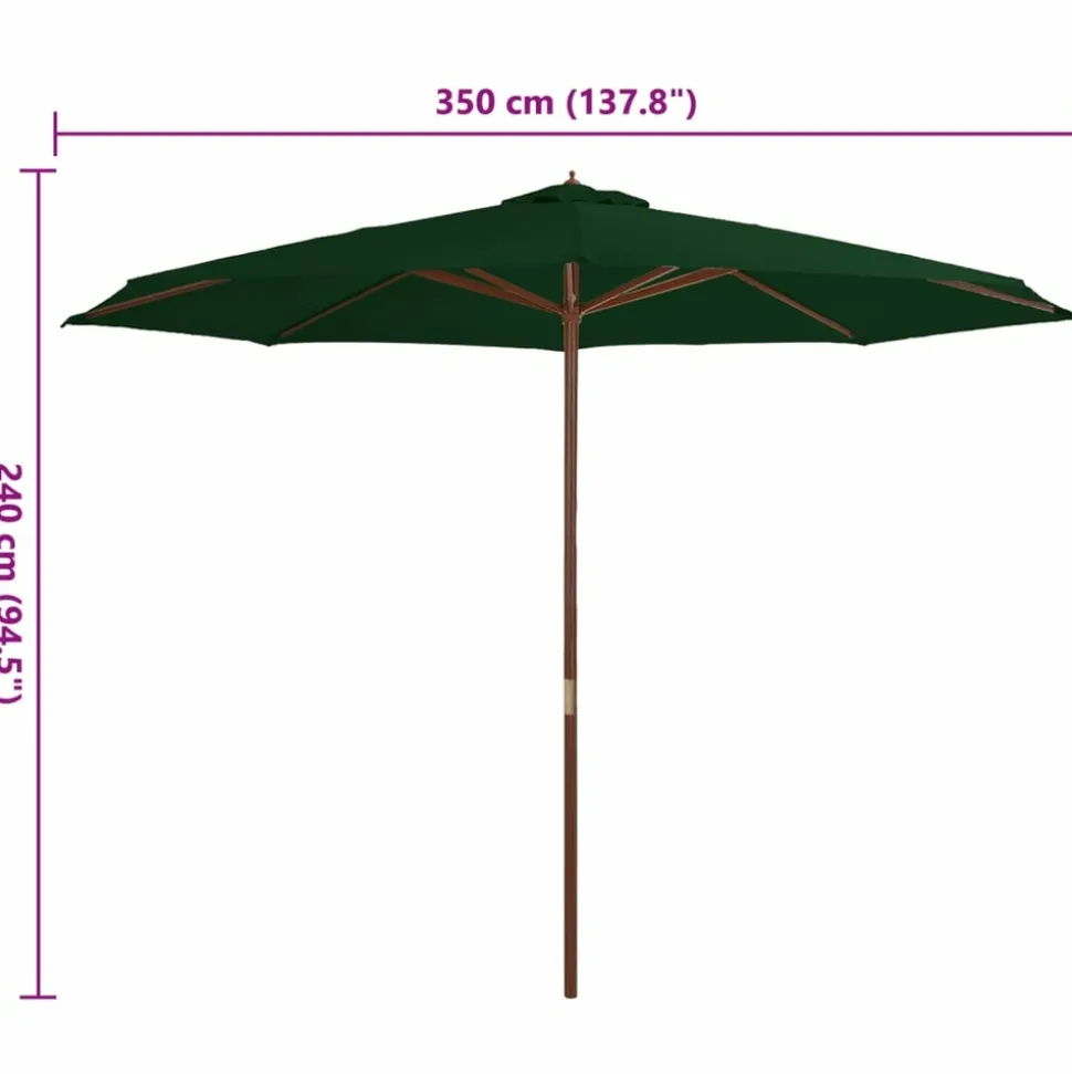 MAISON EXCLUSIVE - Parasol d'extérieur avec mât en bois 350 cm vert