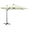 MAISON EXCLUSIVE - Parasol de jardin en porte-à-faux et mât et lumières led sable